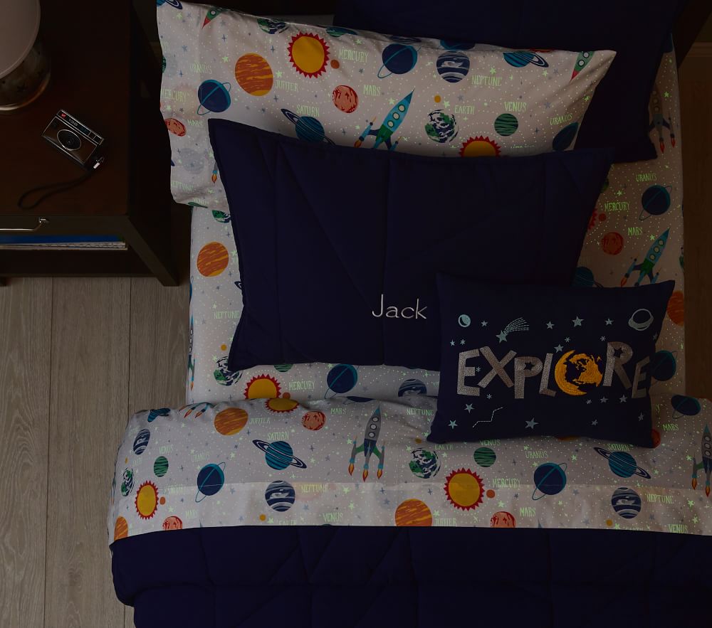 Solar System Glow in the Dark Sheet Set Pillowcase Pottery Barn Kids UK